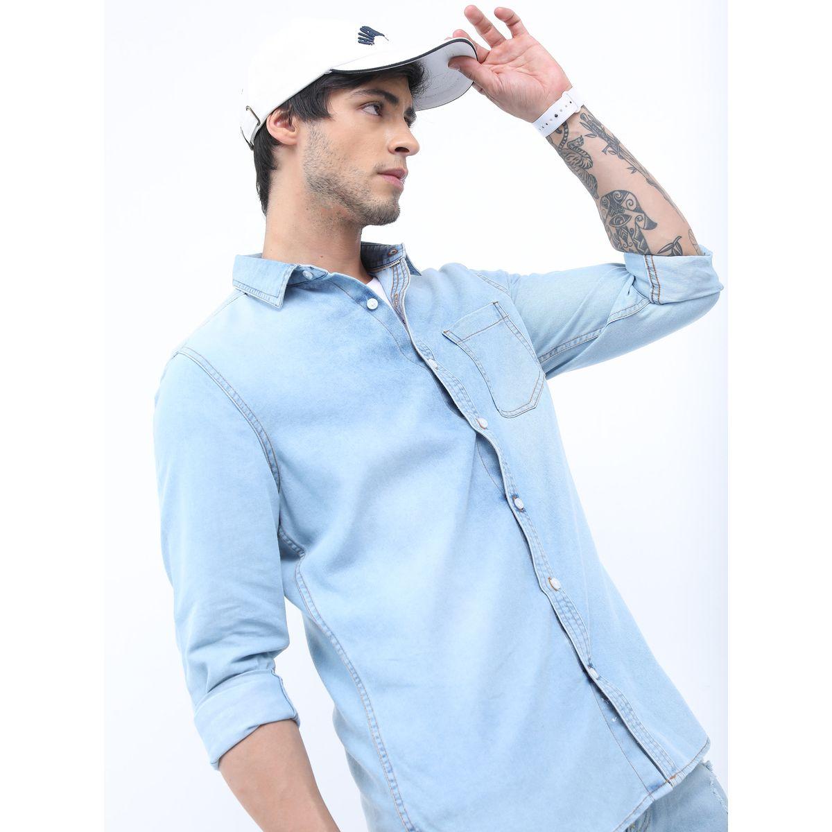 Ketch X Styli Slim Fit Denim Casual Shirt with Pocket-men-clothing-shirts-image-6