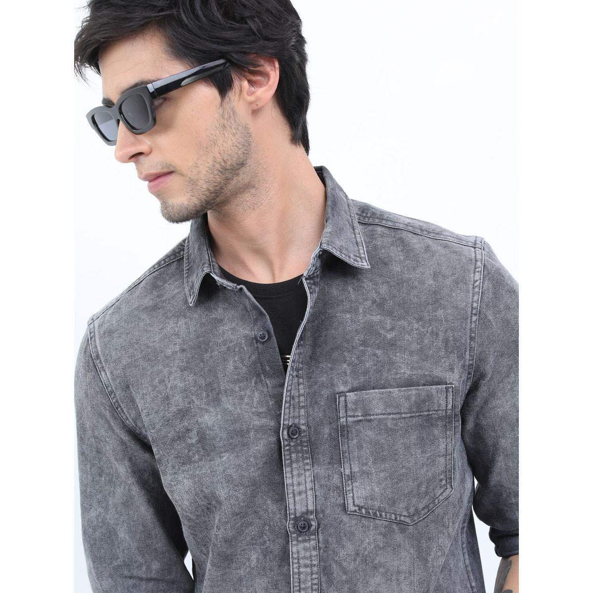 Ketch X Styli Slim Fit Denim Casual Shirt with Pocket-men-clothing-shirts-image-1