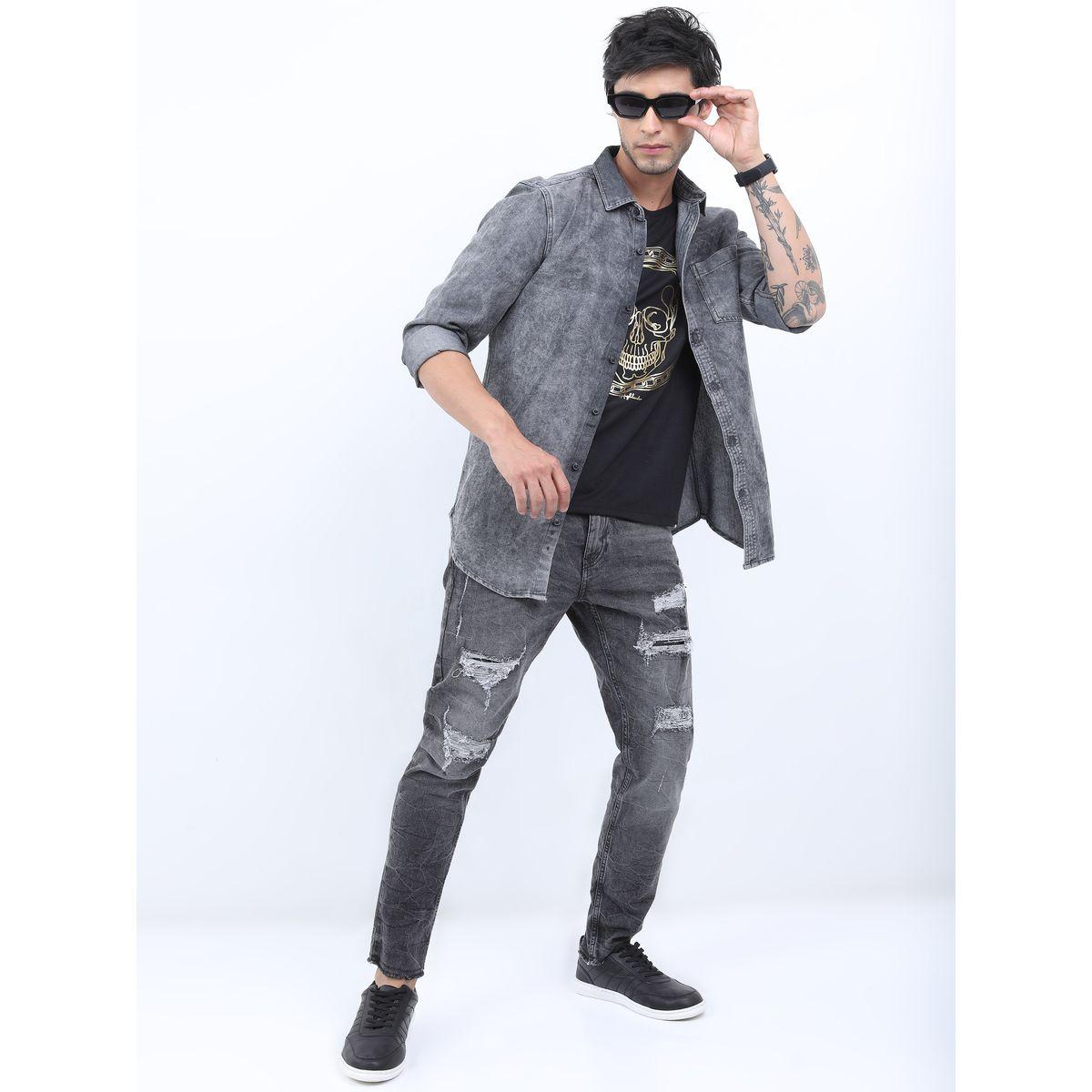 Ketch X Styli Slim Fit Denim Casual Shirt with Pocket-men-clothing-shirts-image-2