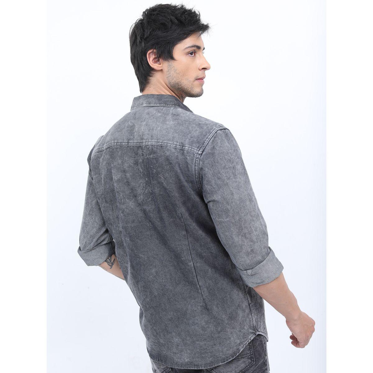 Ketch X Styli Slim Fit Denim Casual Shirt with Pocket-men-clothing-shirts-image-3