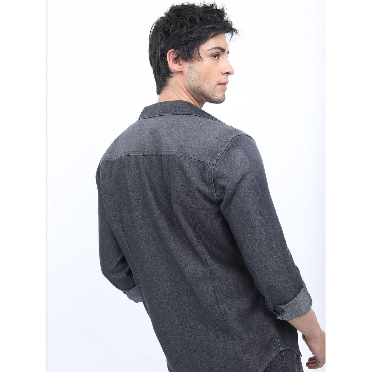قميص دنيم بقصة سليم فت كيتش × ستايلي-men-clothing-shirts-image-3