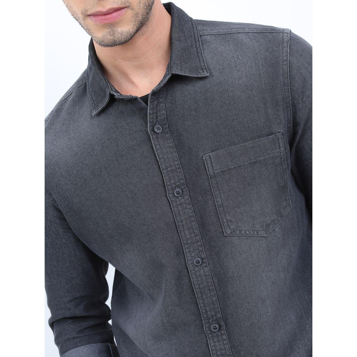 قميص دنيم بقصة سليم فت كيتش × ستايلي-men-clothing-shirts-image-5