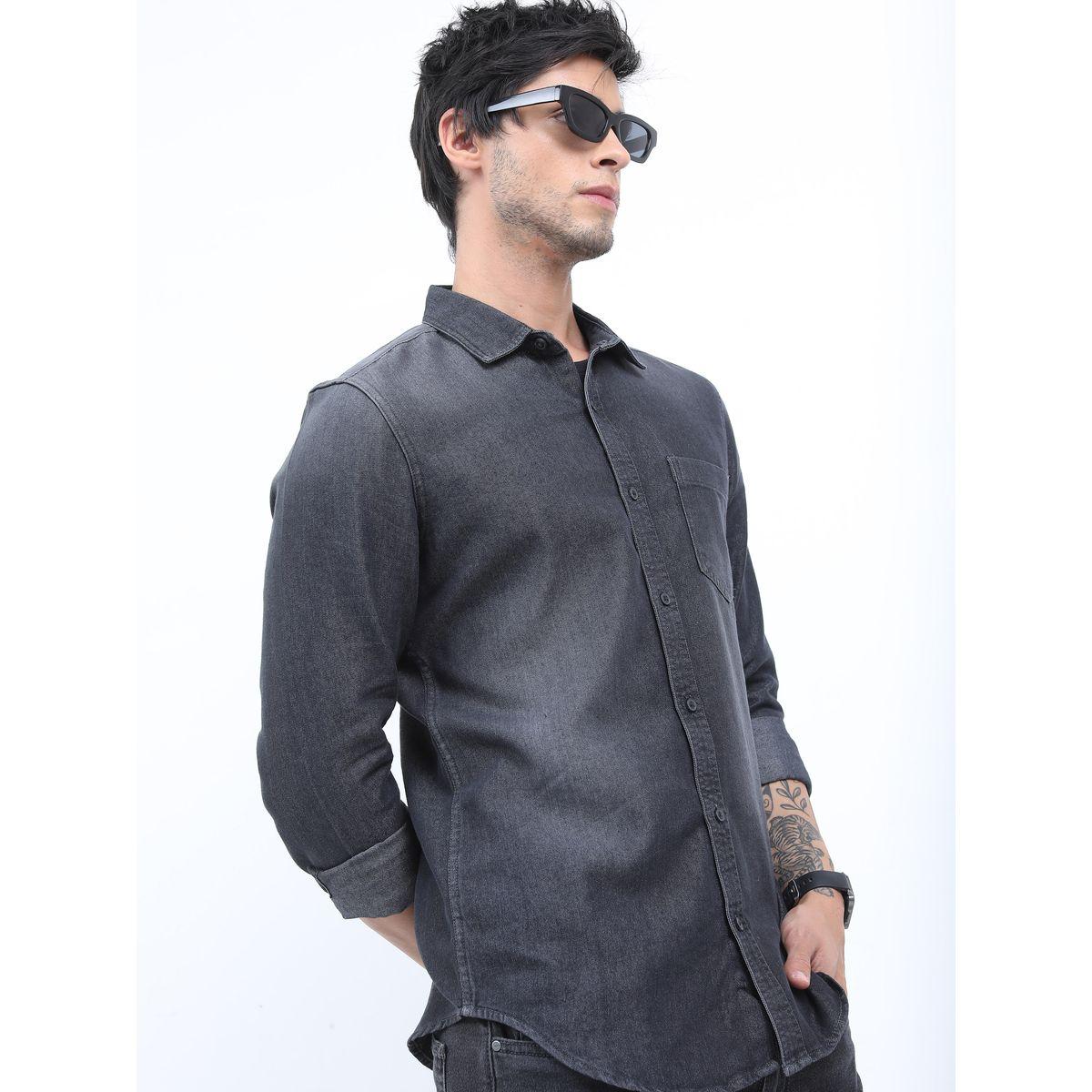 قميص دنيم بقصة سليم فت كيتش × ستايلي-men-clothing-shirts-image-6