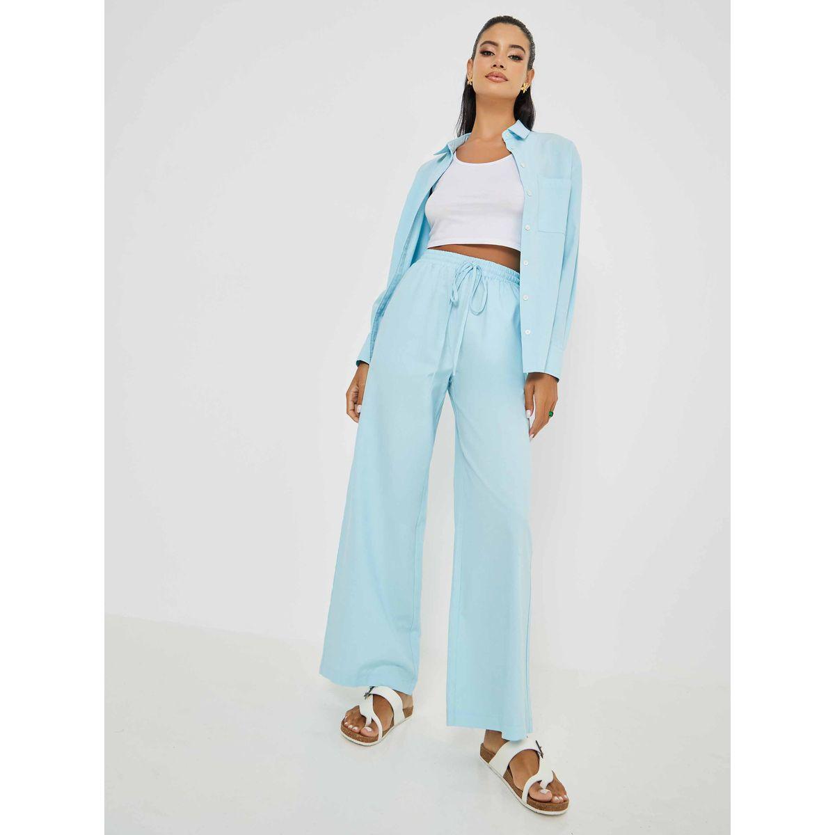 Styli Solid Cotton Blend Longline Oversized Shirt-women-clothing-shirtsandblouses-shirts-image-2