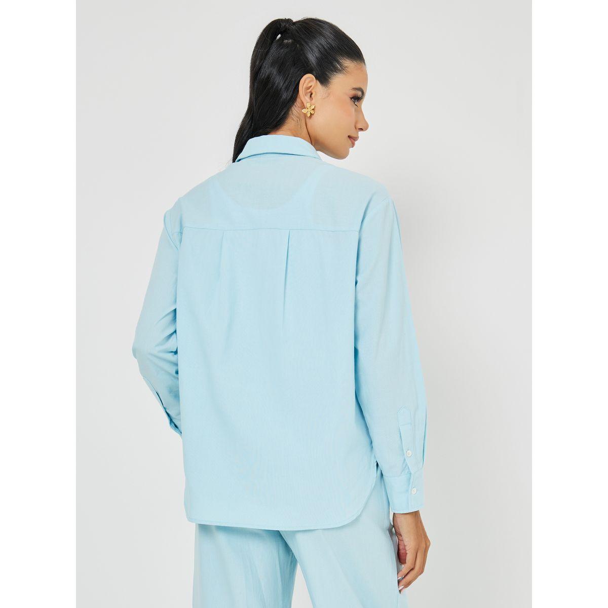 Styli Solid Cotton Blend Longline Oversized Shirt-women-clothing-shirtsandblouses-shirts-image-5