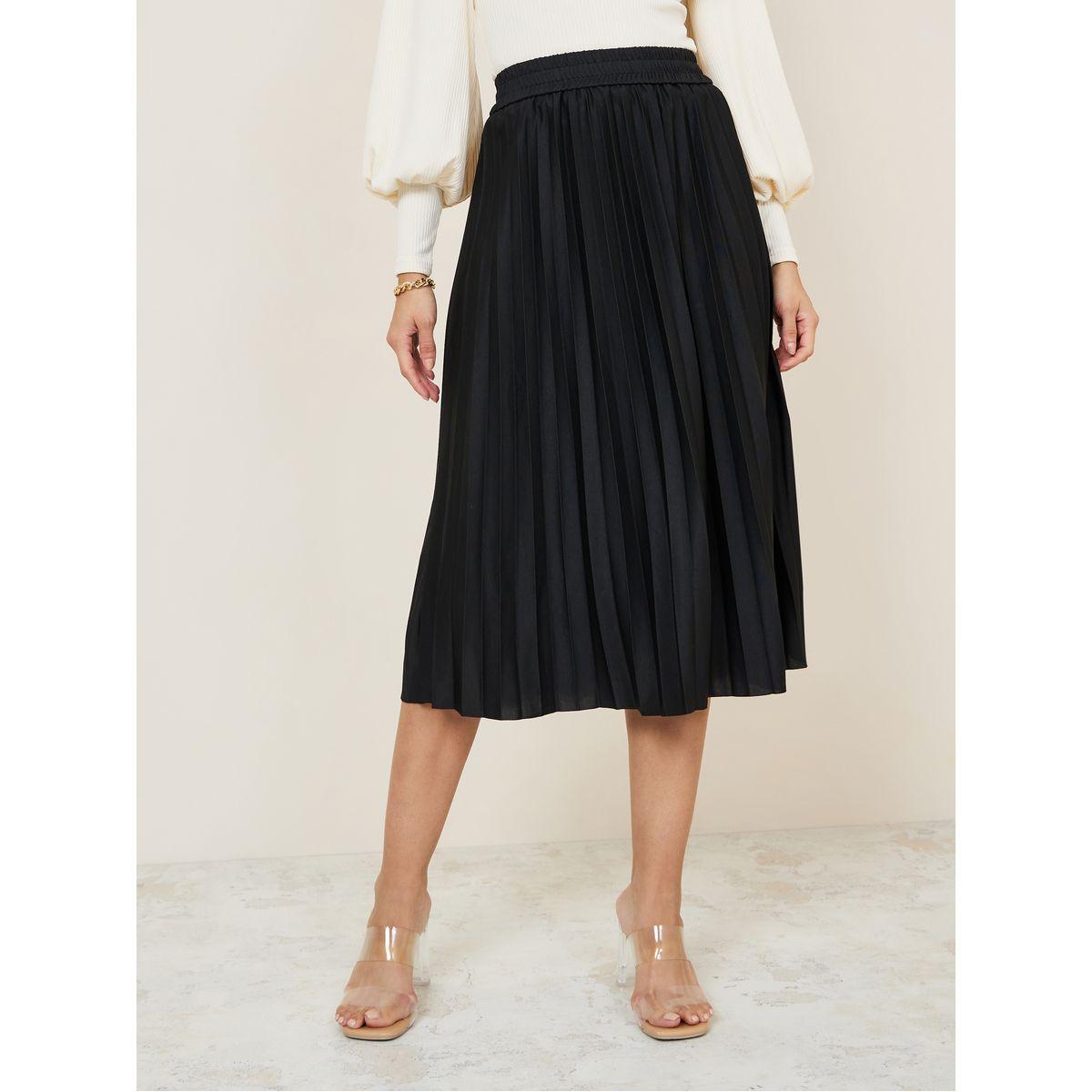 Styli Elastic Waistband Pleated Midi Skirt-women-clothing-bottoms-skirts-image-1