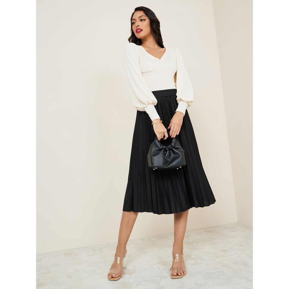 Styli Elastic Waistband Pleated Midi Skirt-women-clothing-bottoms-skirts-image-2