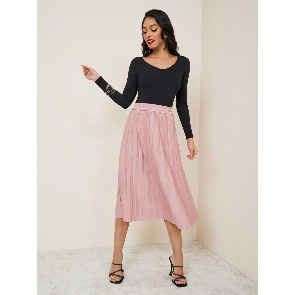 Styli Elastic Waistband Pleated Midi Skirt-women-clothing-bottoms-skirts-image-2