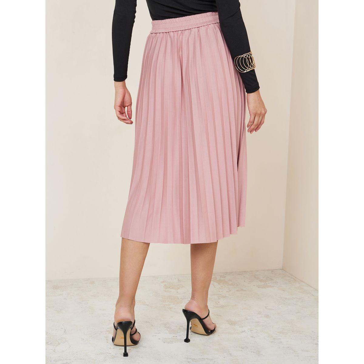 تنورة ميدي بكسرات وخصر مطاطي-women-clothing-bottoms-skirts-image-4