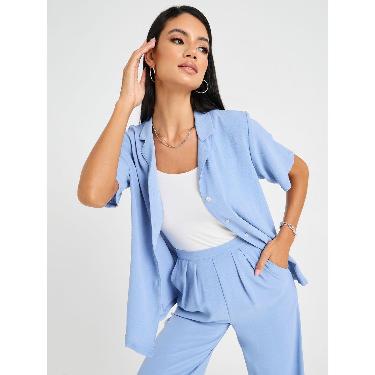 Styli Longline Resort Shirt & Wide Leg Trouser Co-Ord Set-women-clothing-coordsets-image-2