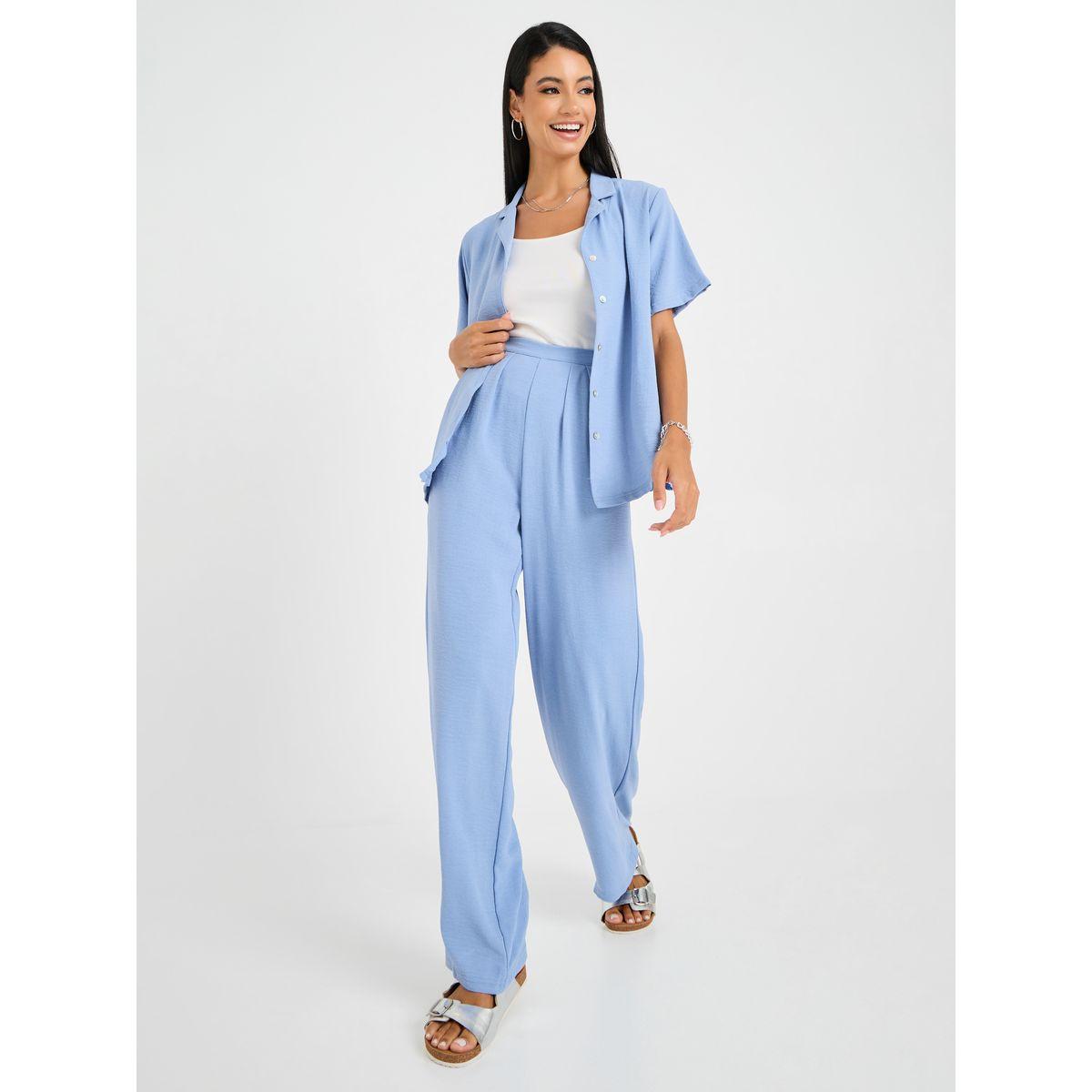 Styli Longline Resort Shirt & Wide Leg Trouser Co-Ord Set-women-clothing-coordsets-image-3