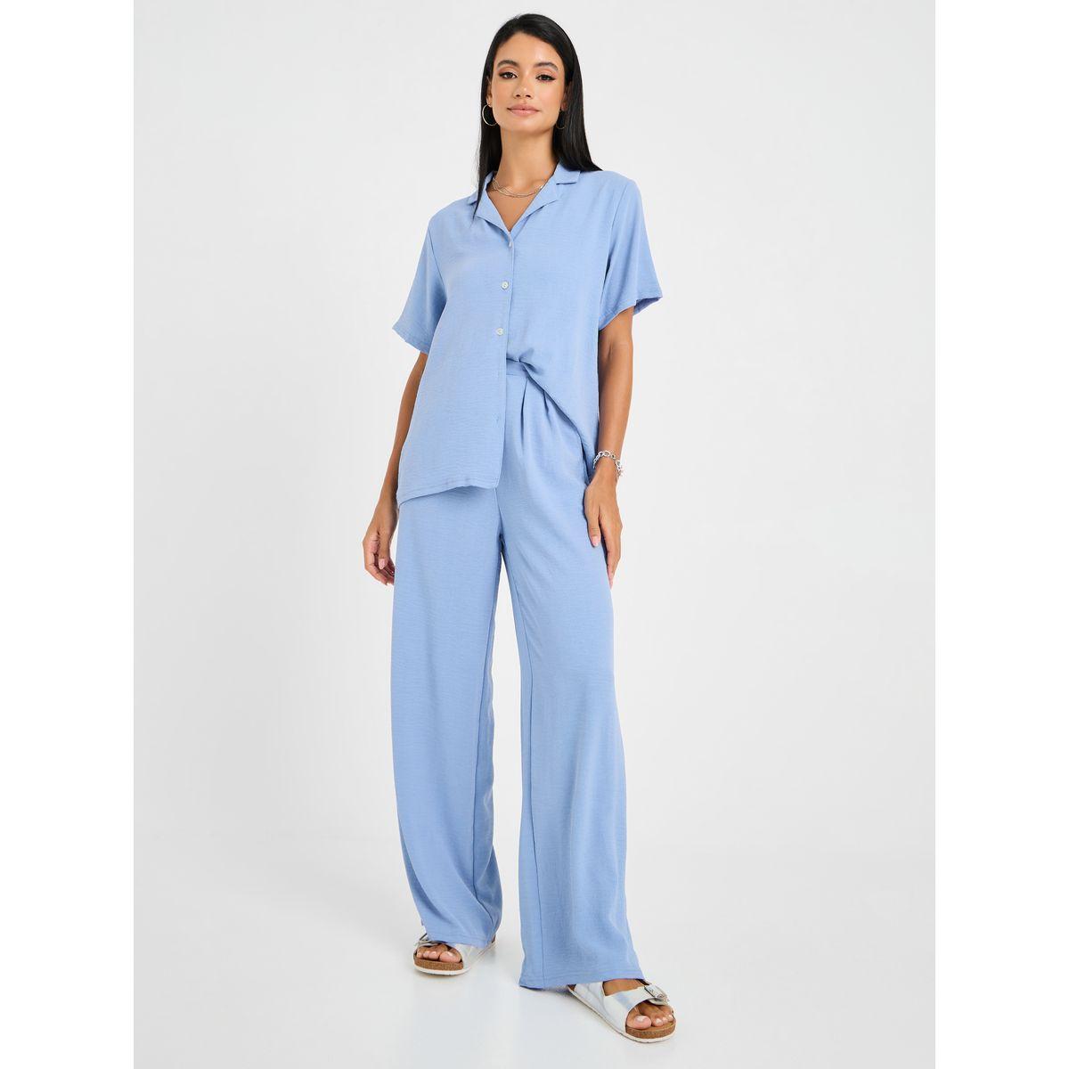 Styli Longline Resort Shirt & Wide Leg Trouser Co-Ord Set-women-clothing-coordsets-image-4