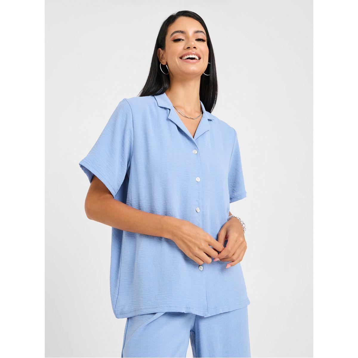 Styli Longline Resort Shirt & Wide Leg Trouser Co-Ord Set-women-clothing-coordsets-image-5
