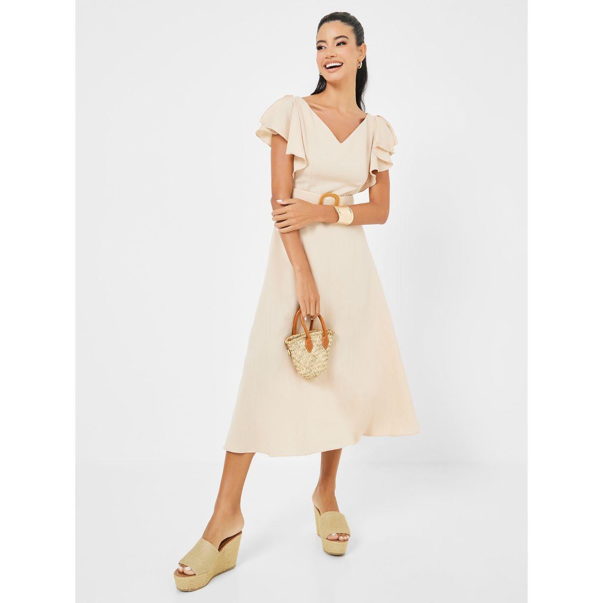فستان ميدي بحزام وكشكش-women-clothing-dresses-image-2