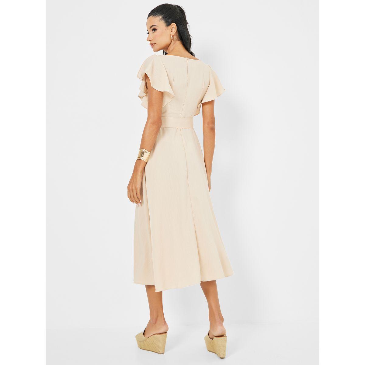 Styli Ruffled Sleeve Belted A-Line Midi Dress-women-clothing-dresses-image-4