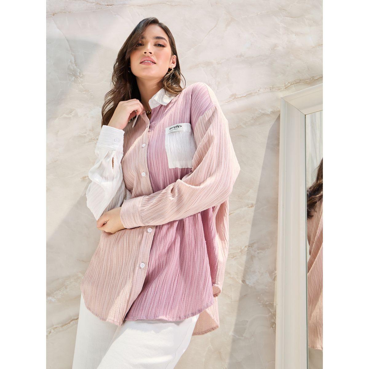 Styli Elevate Drop Shoulder Textured Oversized Shirt-women-clothing-shirtsandblouses-shirts-image-3