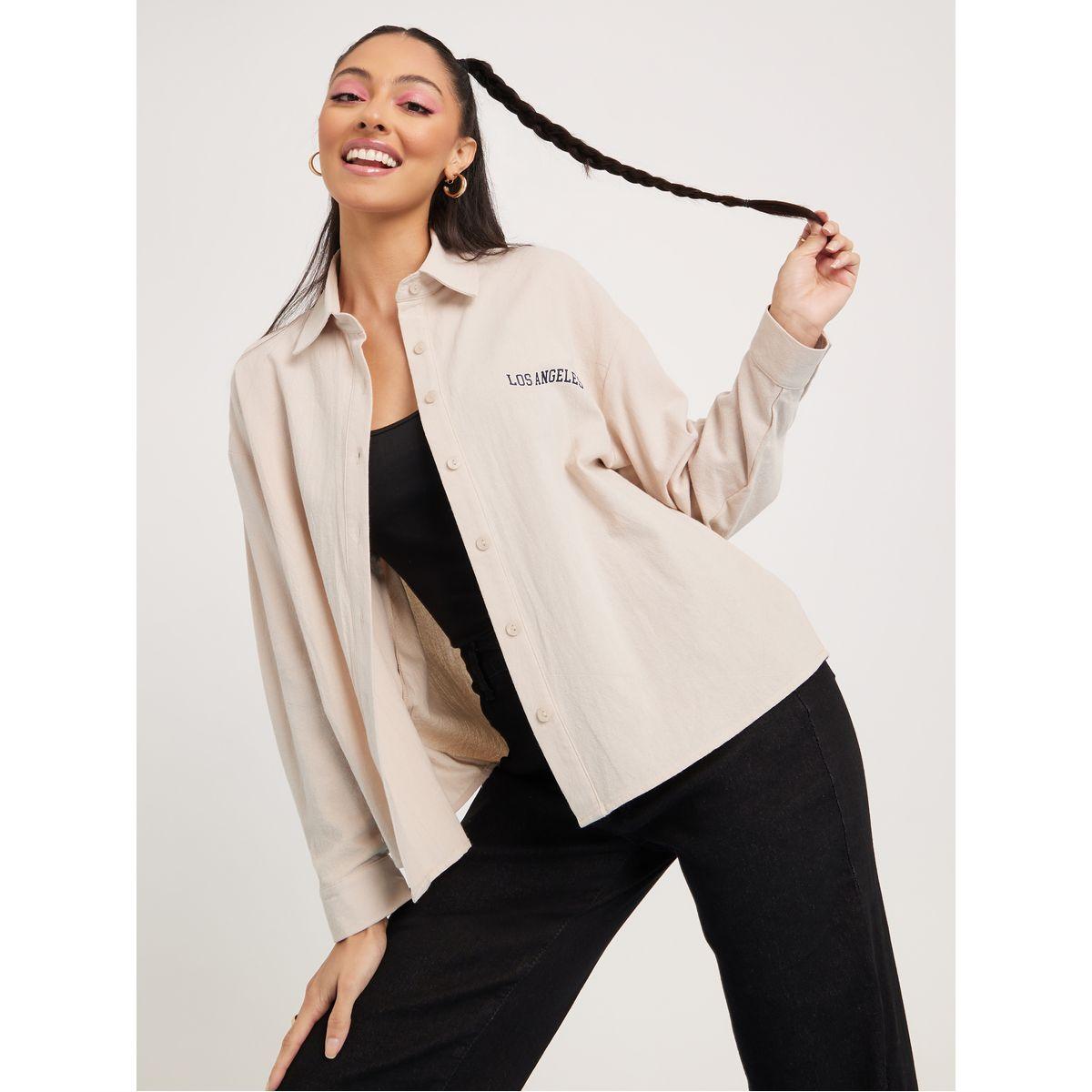 Styli Elevate Oversized Drop Shoulder Applique Badge Longline Shirt-women-clothing-shirtsandblouses-shirts-image-1