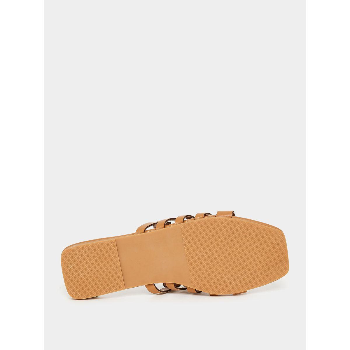 Styli Cut-Out Strap Gold Embellishment Flat Sandals-women-shoes-sandals-flats-image-7