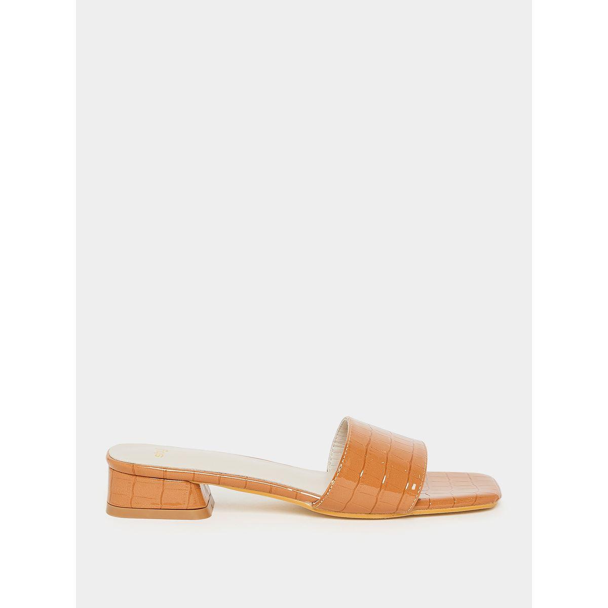 Styli Textured Block Heel Sandals-women-shoes-heels-image-2