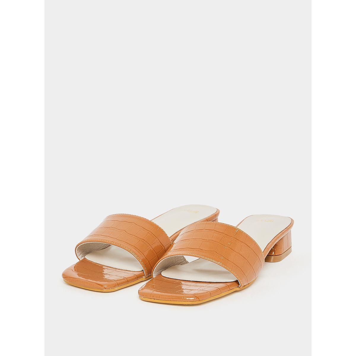 Styli Textured Block Heel Sandals-women-shoes-heels-image-3