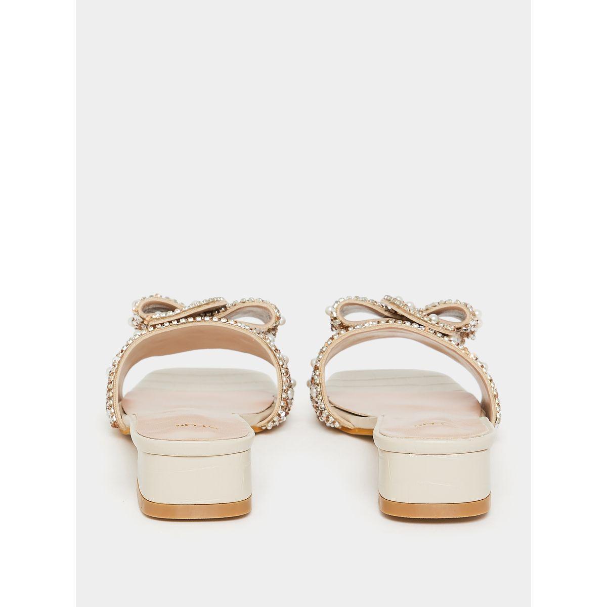 Styli Pearl Bow Embellished Sandals-women-shoes-heels-image-4