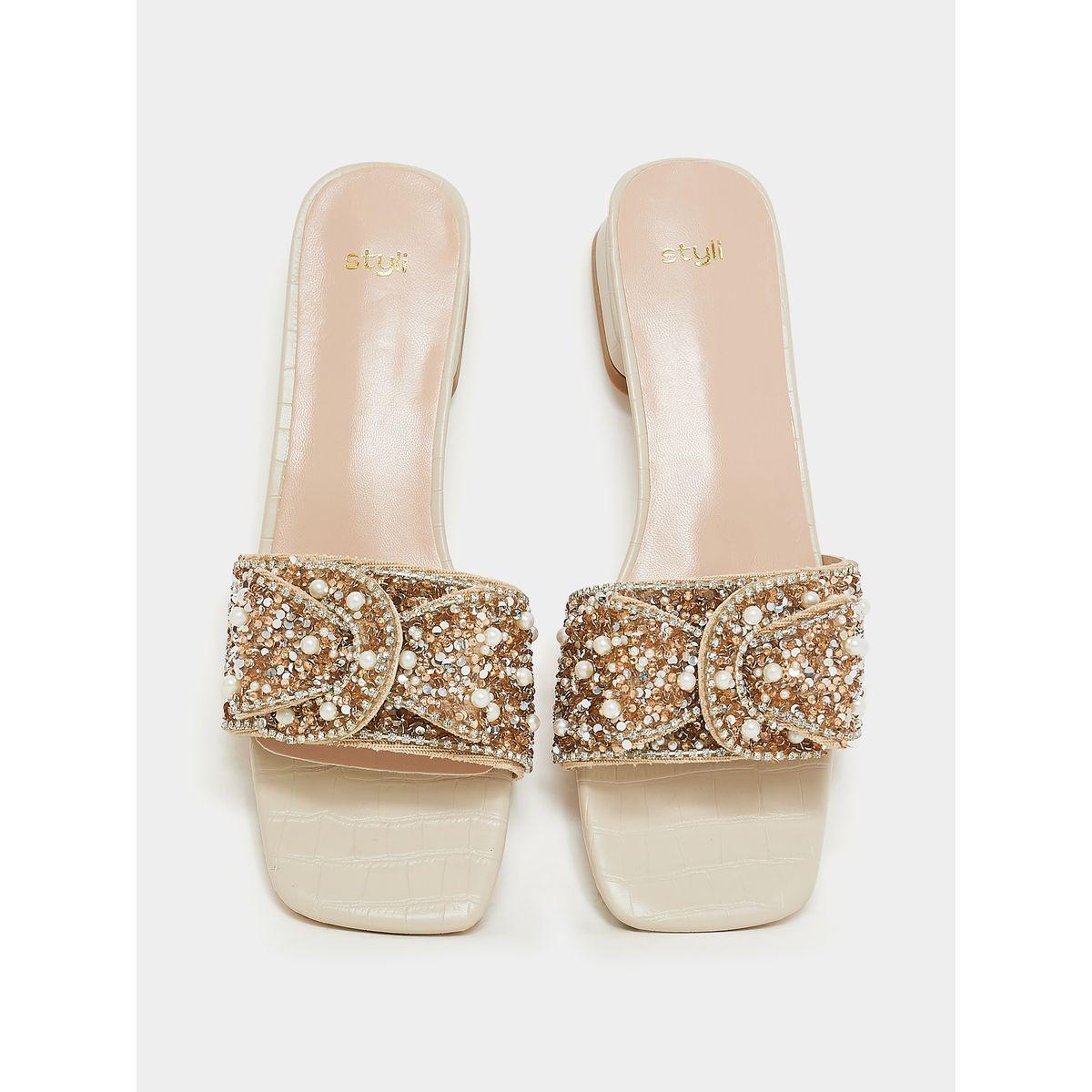 Styli Pearl Bow Embellished Sandals-women-shoes-heels-image-5