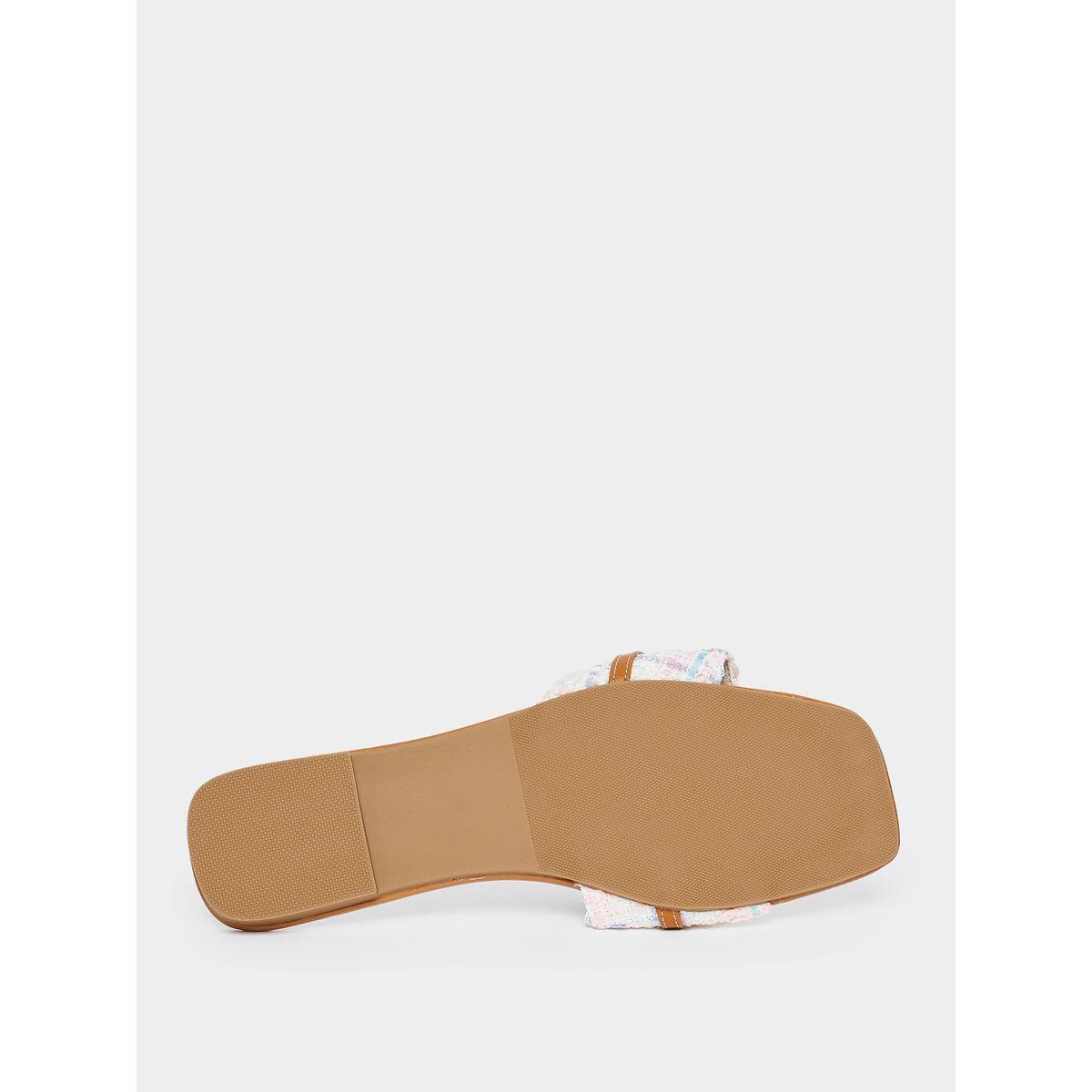 Styli Chain Link Tweed Look Strap Flat Sandals-women-shoes-sandals-flats-image-6