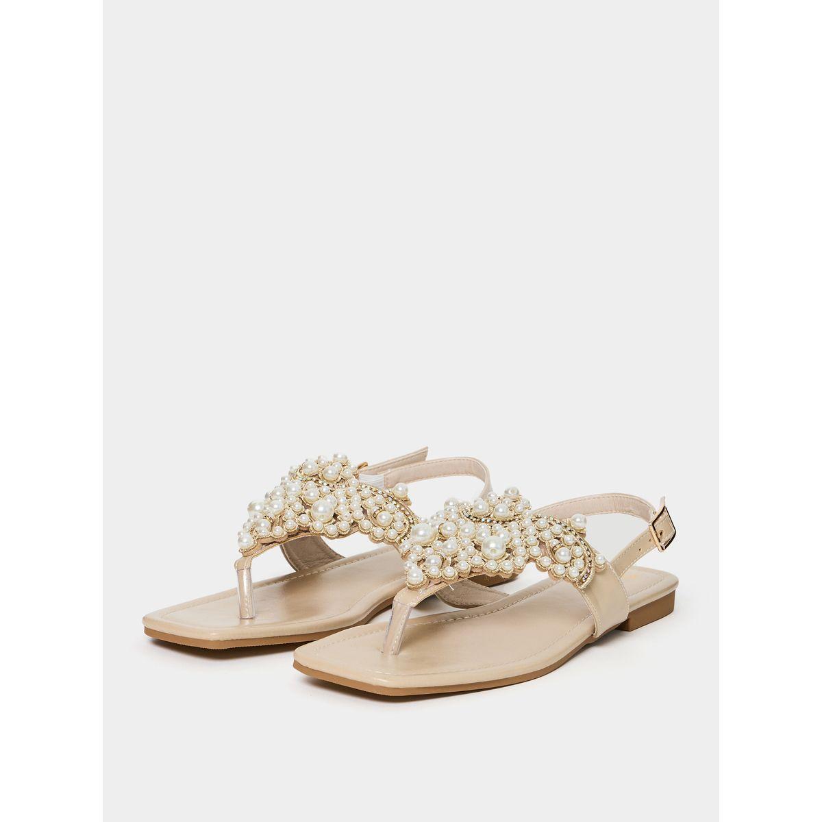صندل فلات مزين بلؤلؤ صناعي-women-shoes-sandals-flats-image-3