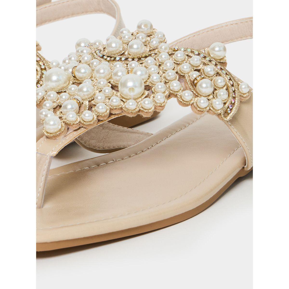 صندل فلات مزين بلؤلؤ صناعي-women-shoes-sandals-flats-image-6
