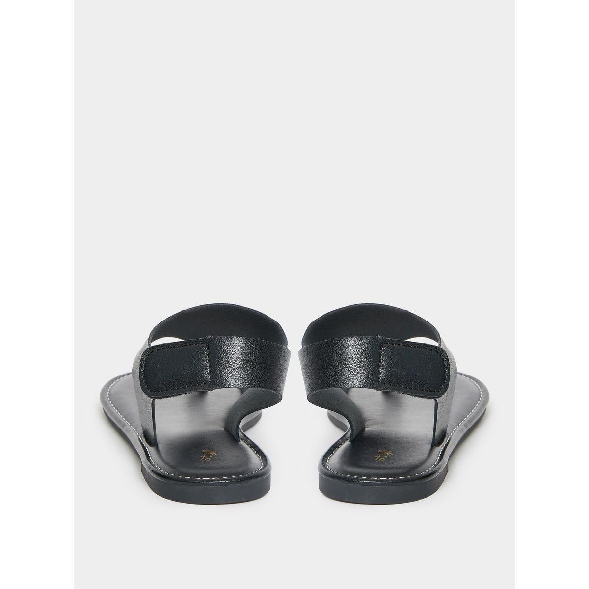 Styli Solid Round Toe Detail Flat Sandals-women-shoes-sandals-flats-image-4