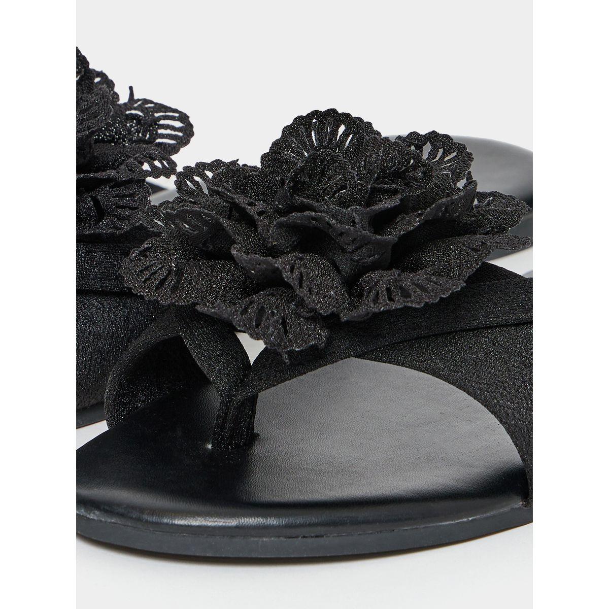 Styli Solid Flower Embellished Flat Sandal-women-shoes-sandals-flats-image-6