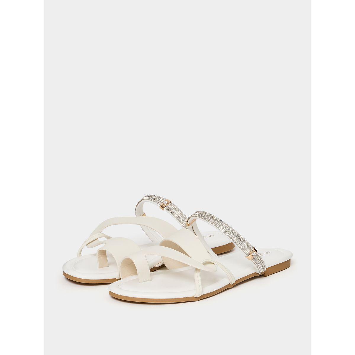 Styli Glitter Strap Round Toe Flat Sandals-women-shoes-sandals-flats-image-2