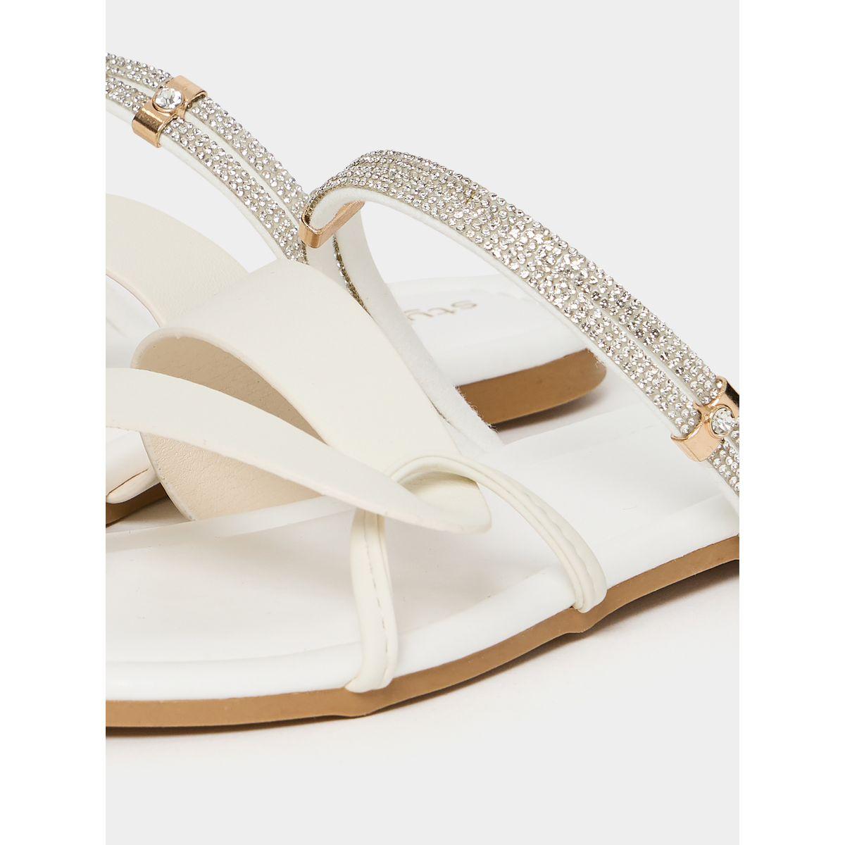 Styli Glitter Strap Round Toe Flat Sandals-women-shoes-sandals-flats-image-5