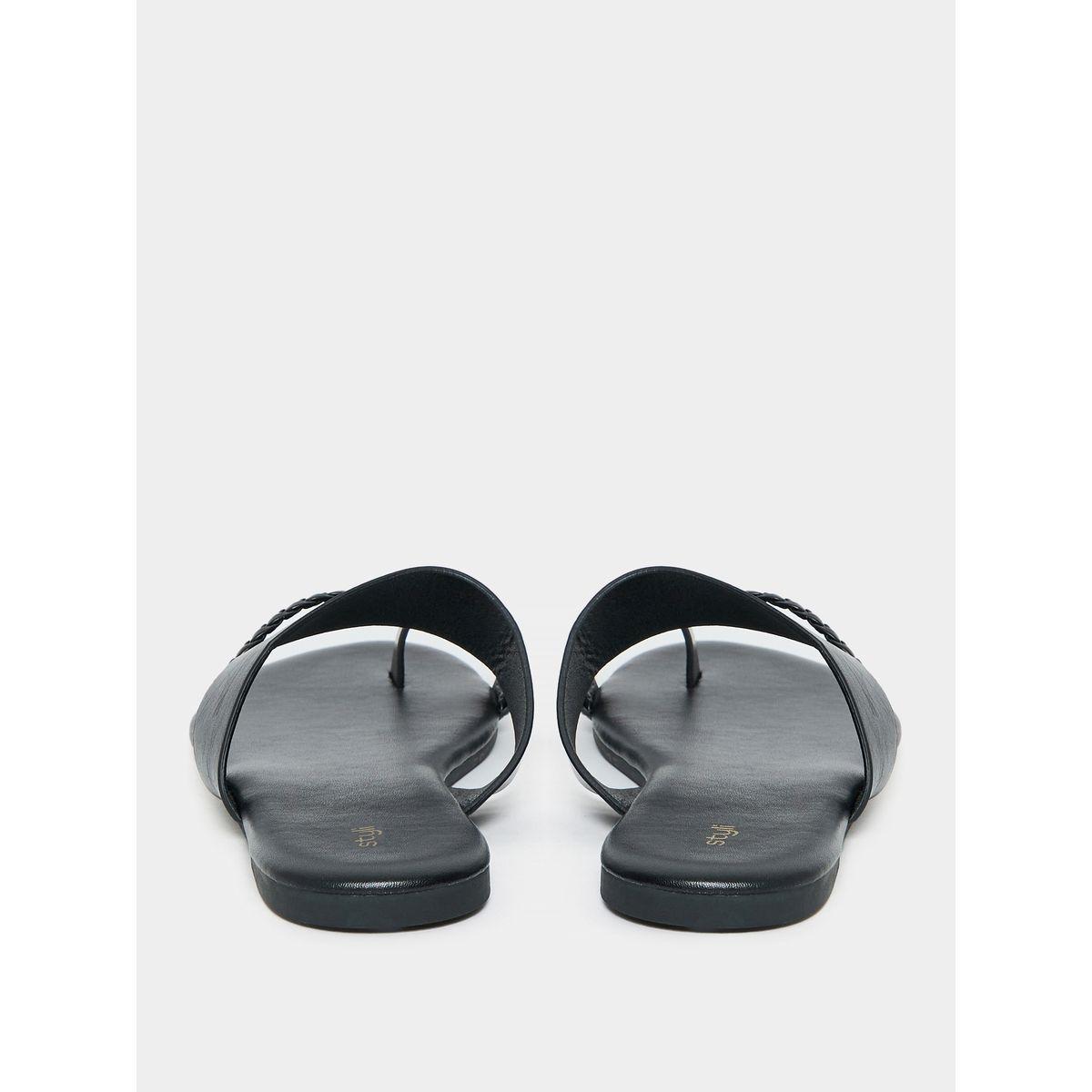 Styli Solid Round Toe Braided Strap Detail Flat Sandal-women-shoes-sandals-flats-image-3