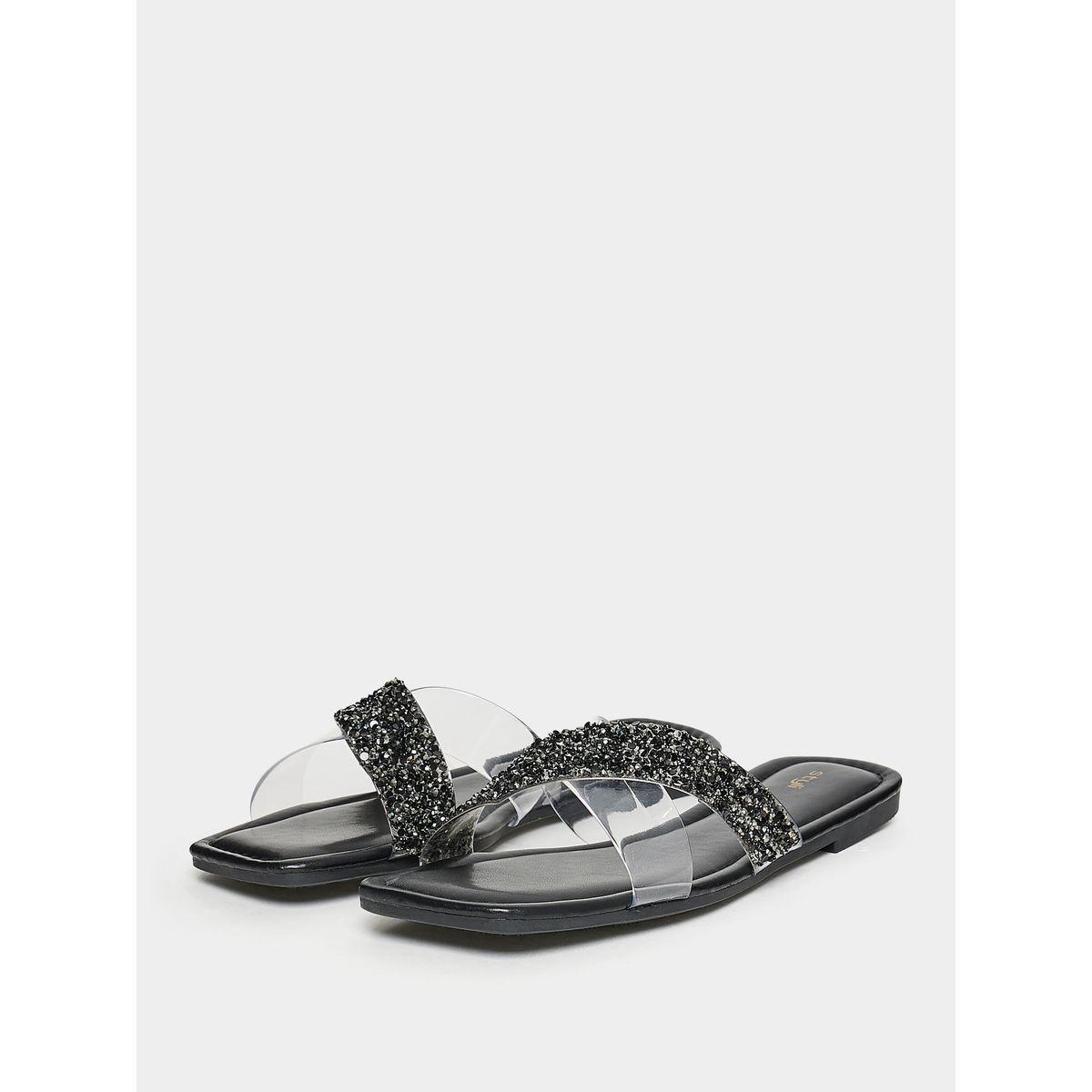 Styli Embellished Cross Strap Flat Sandals-women-shoes-sandals-flats-image-3