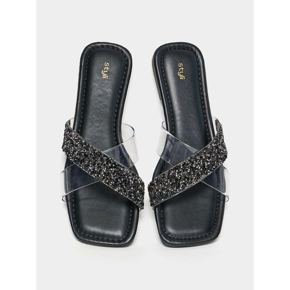 Styli Embellished Cross Strap Flat Sandals-women-shoes-sandals-flats-image-5