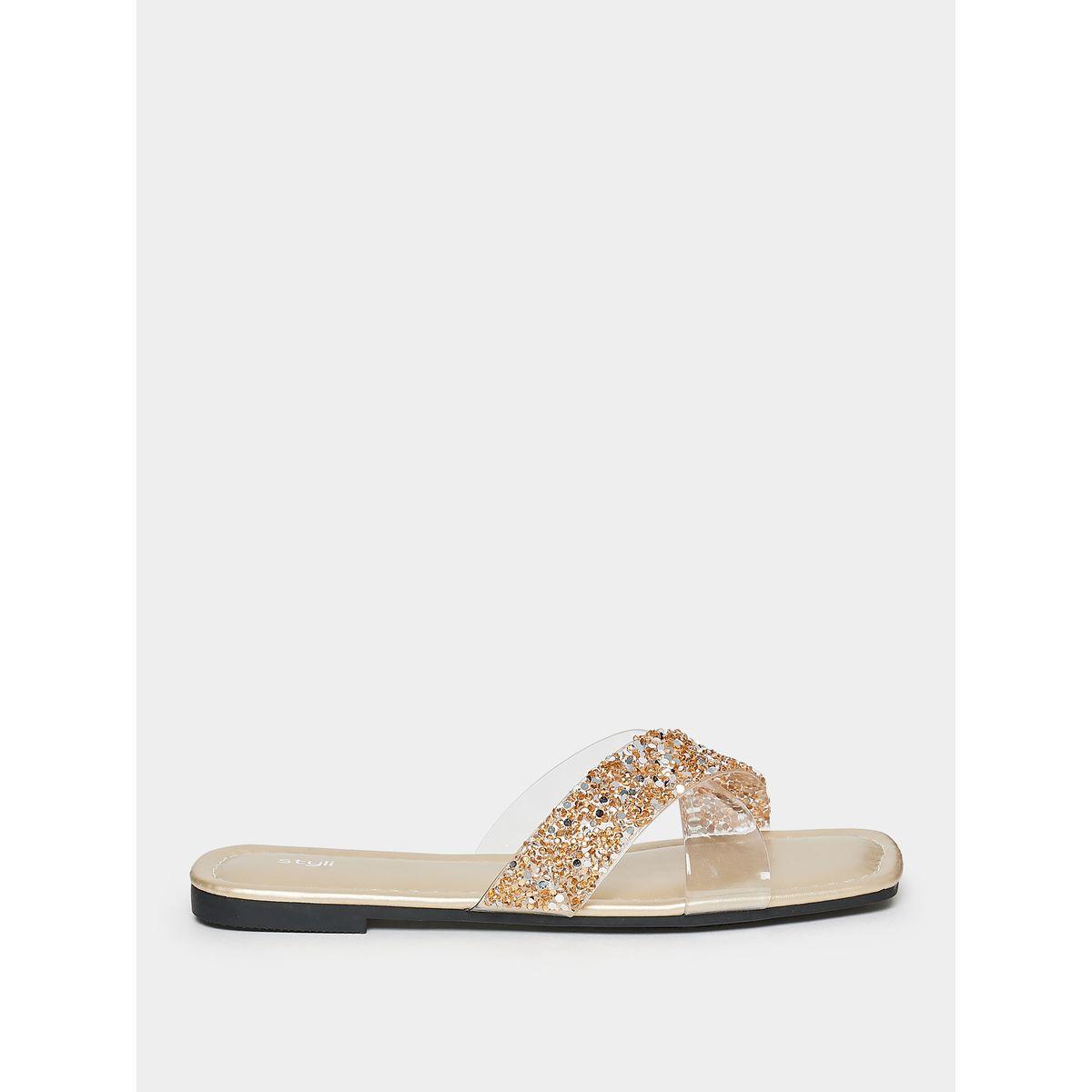 Styli Embellished Cross Strap Flat Sandals-women-shoes-sandals-flats-image-2