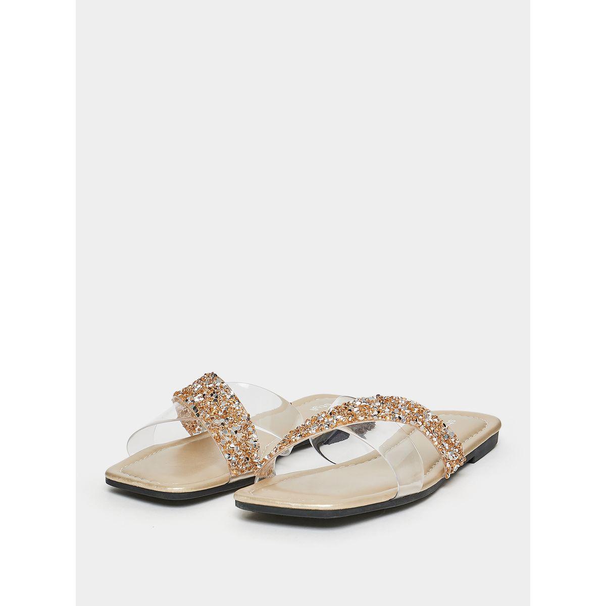 Styli Embellished Cross Strap Flat Sandals-women-shoes-sandals-flats-image-3