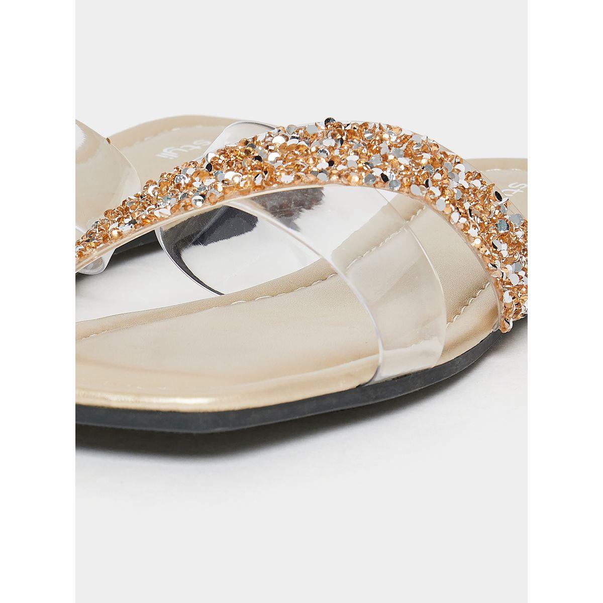 Styli Embellished Cross Strap Flat Sandals-women-shoes-sandals-flats-image-6