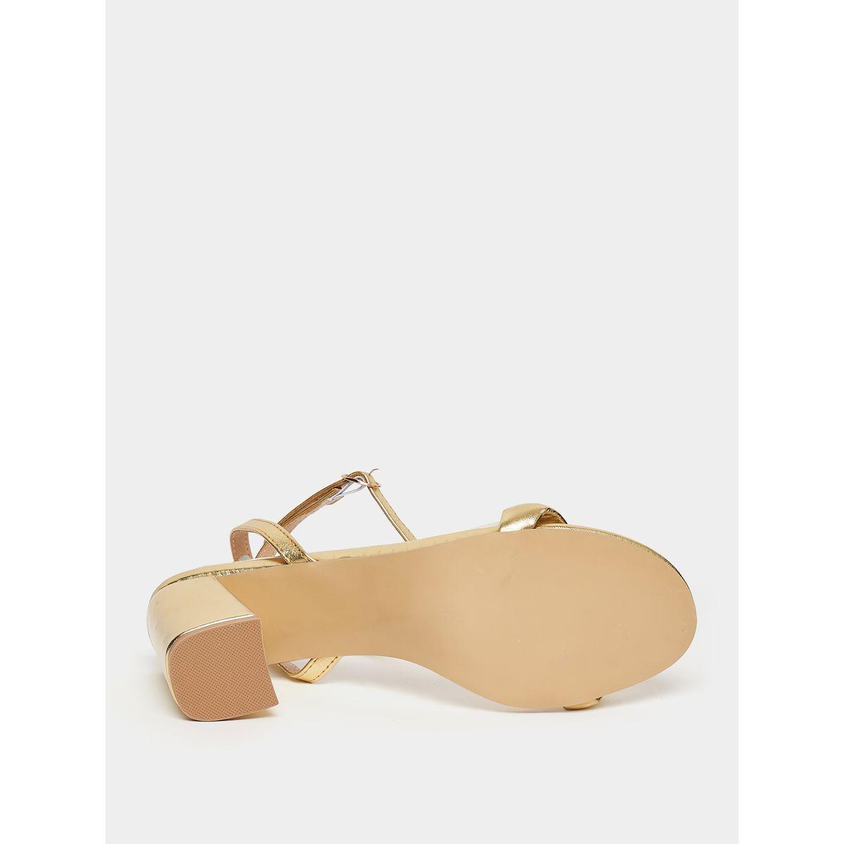 Styli Metallic Ankle Strap Block Heel Sandals-women-shoes-heels-image-7
