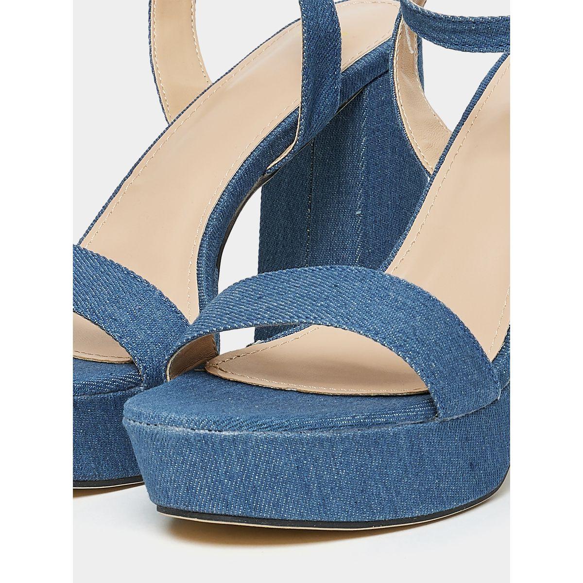 Styli Denim Look Ankle Strap Block Heel Sandals-women-shoes-heels-image-6