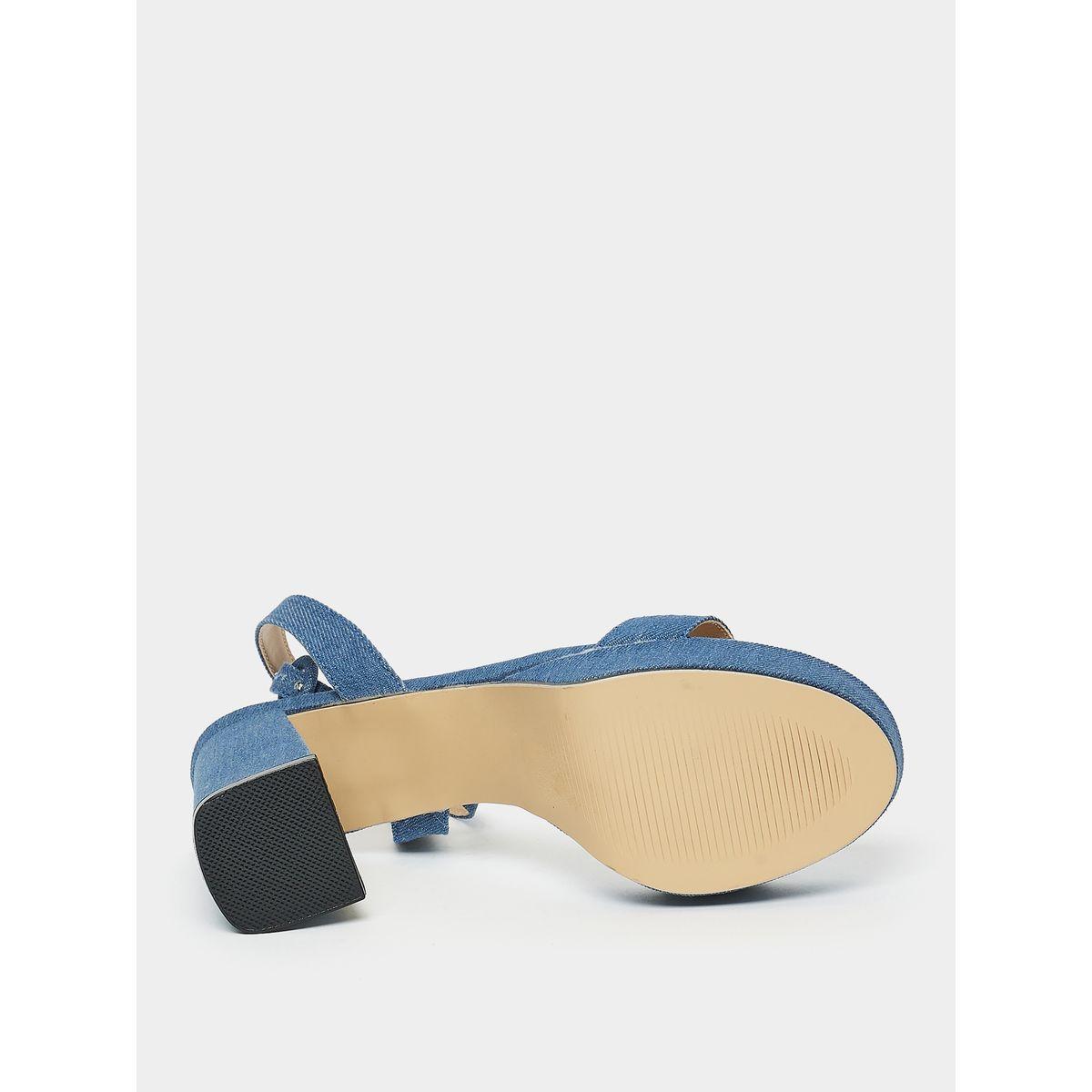 Styli Denim Look Ankle Strap Block Heel Sandals-women-shoes-heels-image-7