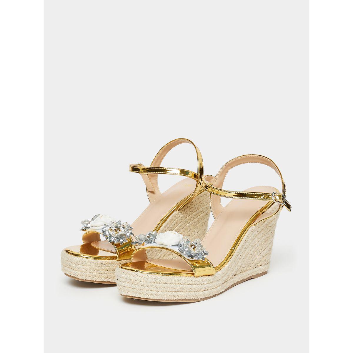 Styli Embellished Strap Wedge Heel Sandals-women-shoes-heels-image-3