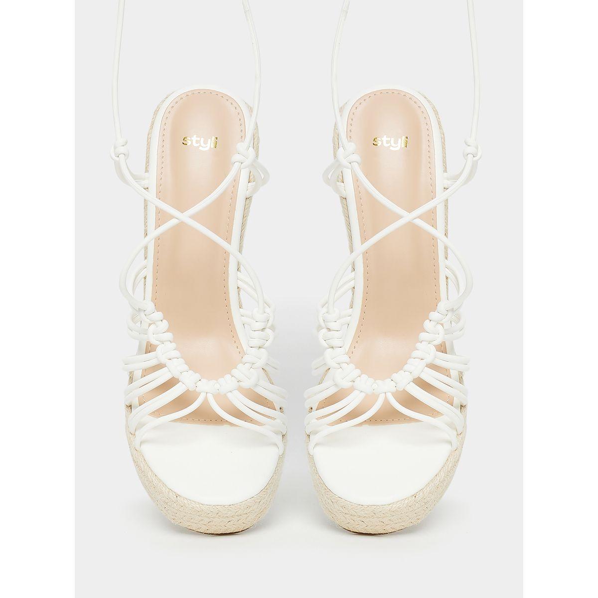 Styli Link Strap Tie Up Wedge Heel Sandals-women-shoes-heels-image-4