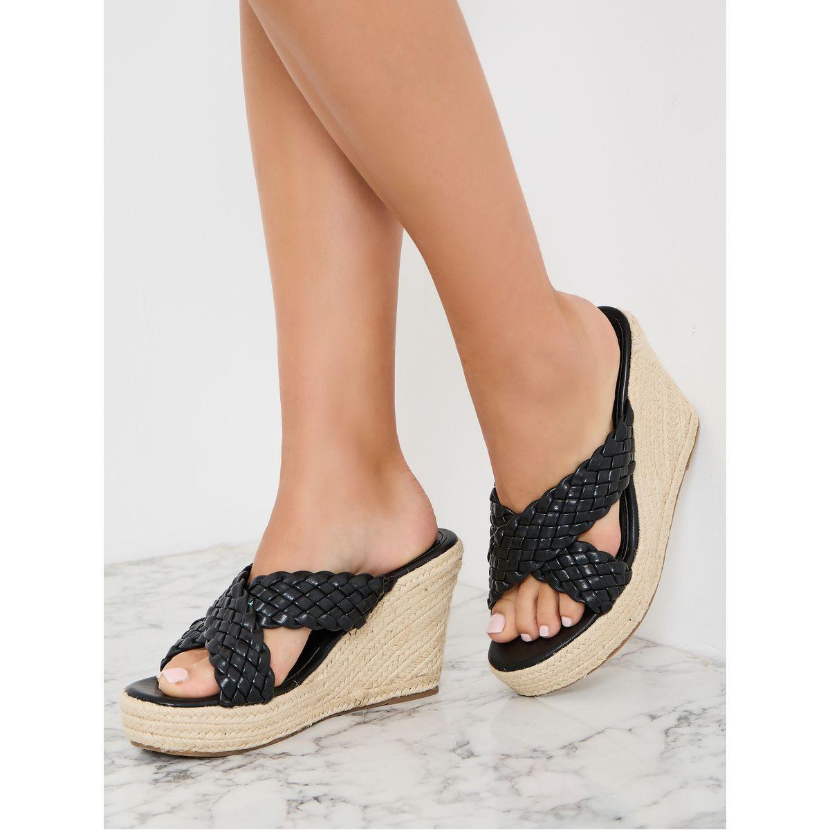 Styli Braided Cross Band Wedge Sandals-women-shoes-heels-image-1