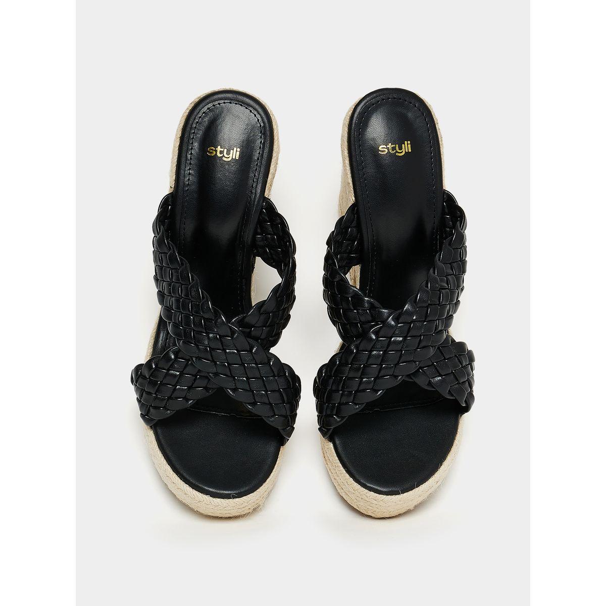 Styli Braided Cross Band Wedge Sandals-women-shoes-heels-image-4