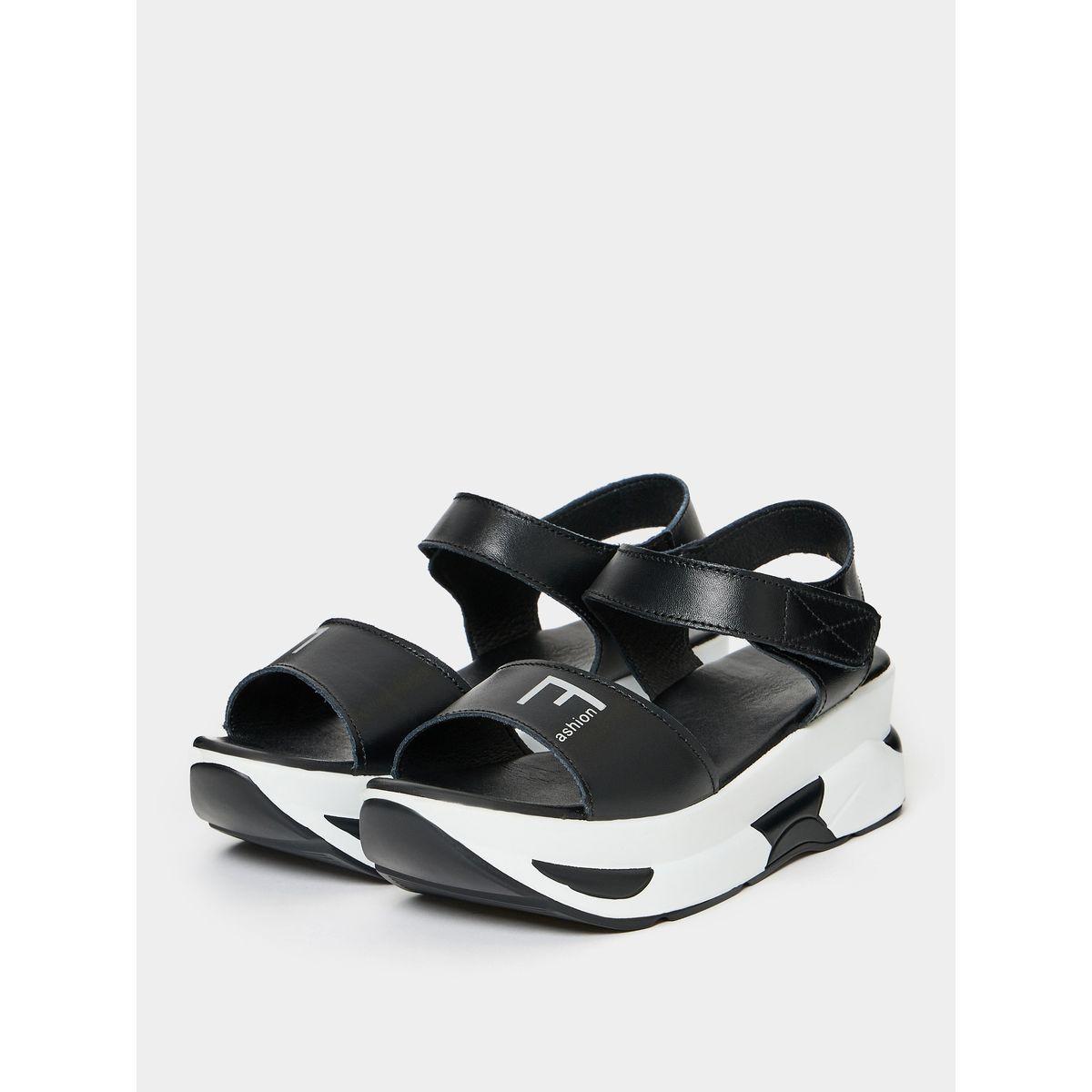 Styli Logo Print Velcro Strap Sandal-women-shoes-heels-image-3