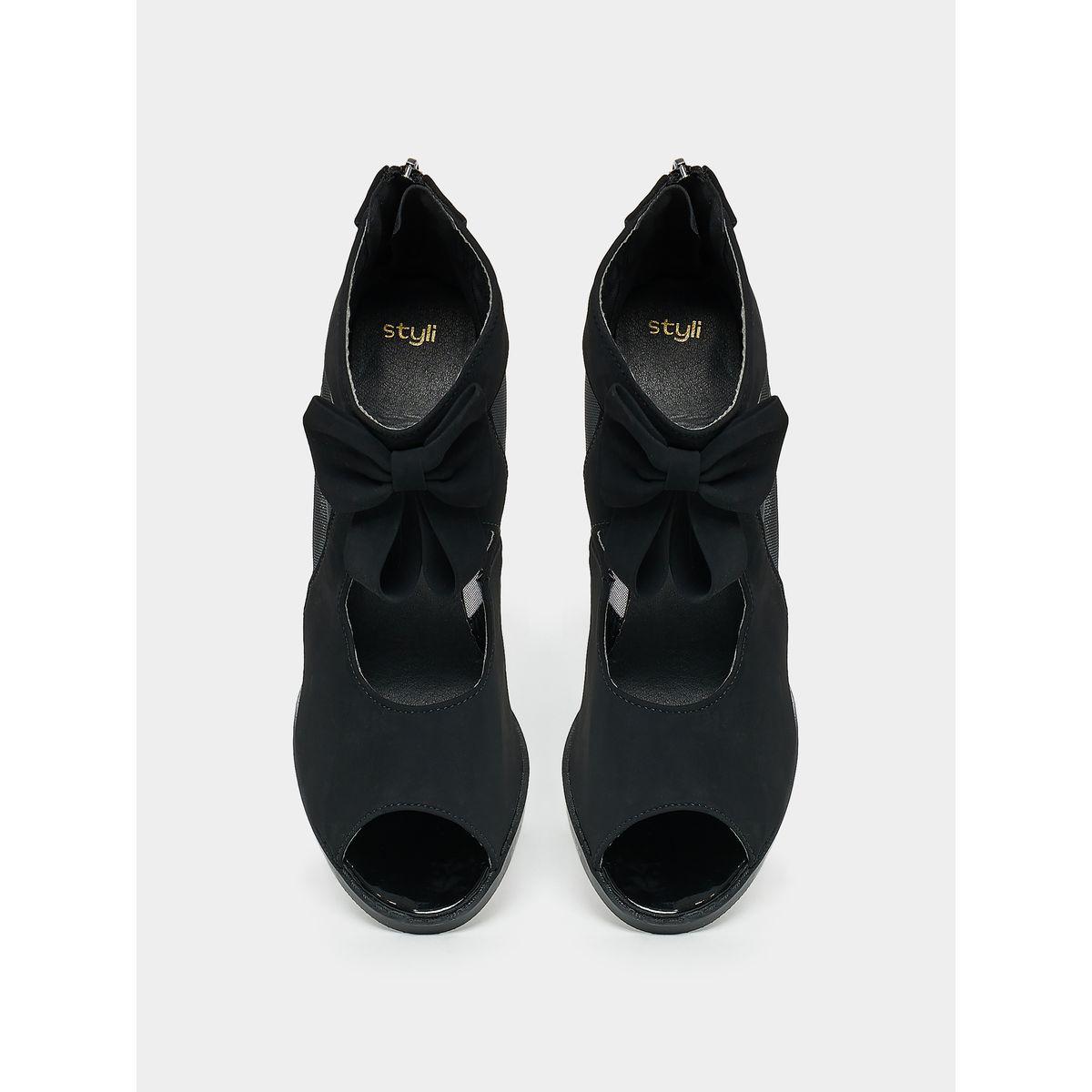 Styli Bow Detail Peep Toe Heel Sandals-women-shoes-heels-image-4