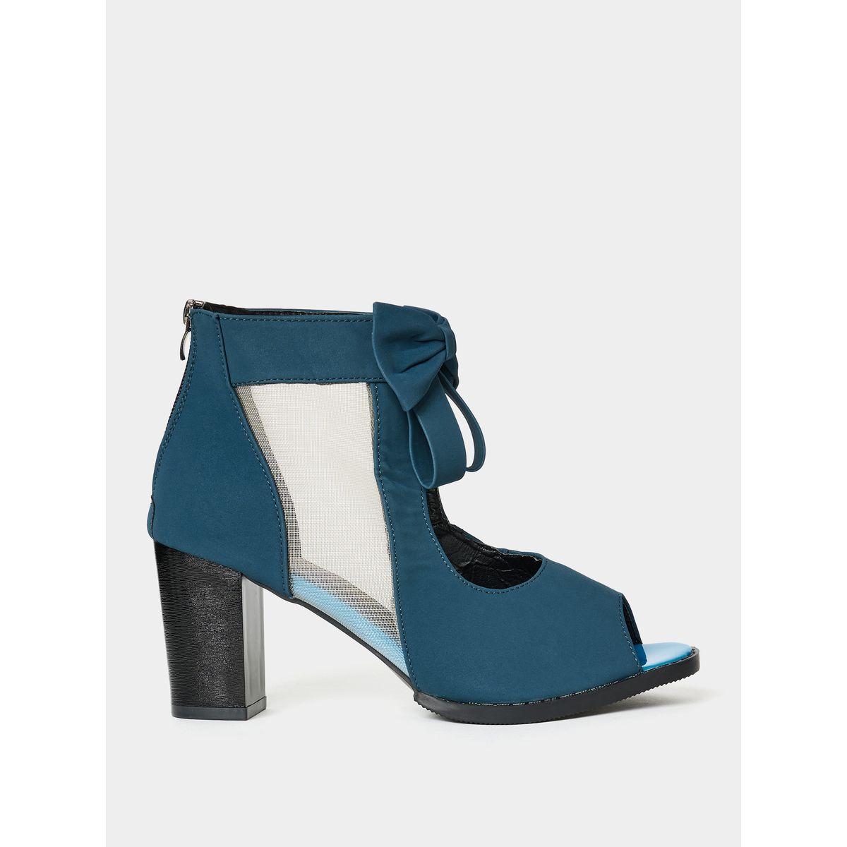 Styli Bow Embellished Peep Toe Heel Sandals-women-shoes-heels-image-1