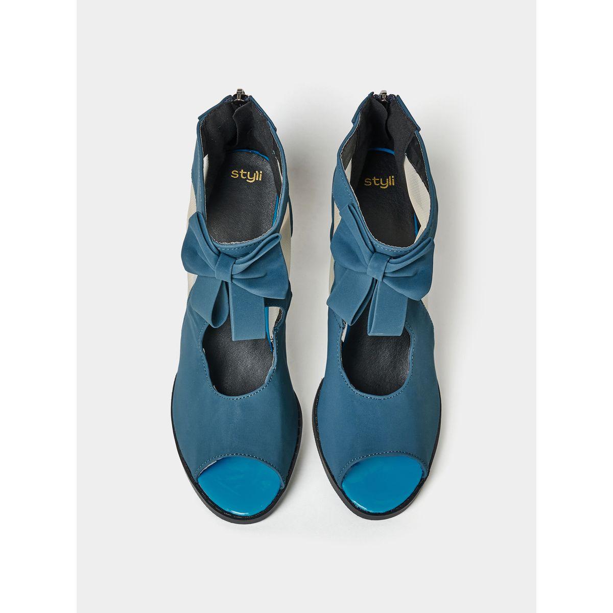 Styli Bow Embellished Peep Toe Heel Sandals-women-shoes-heels-image-5